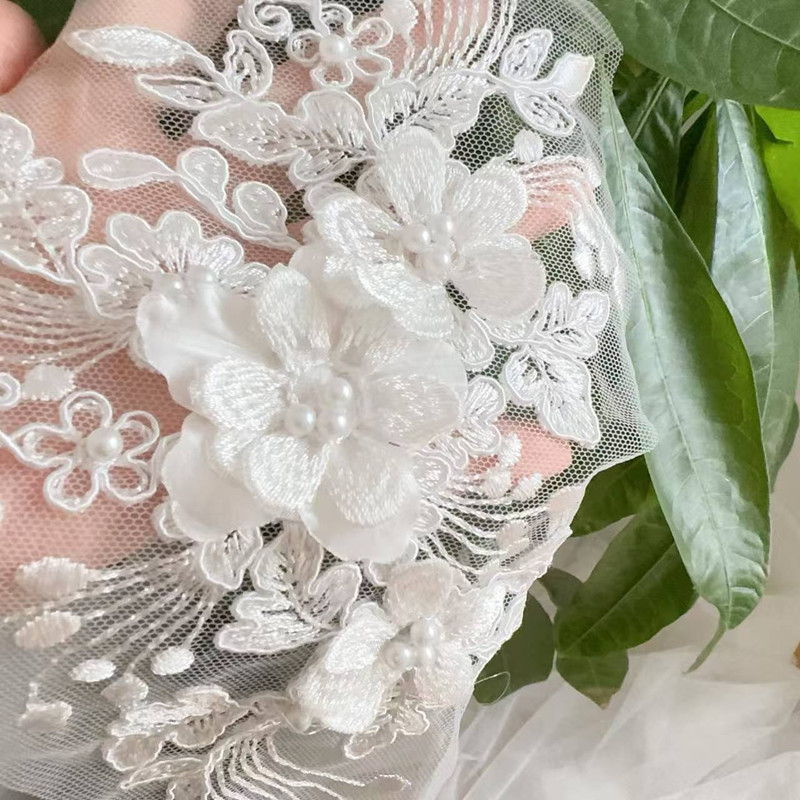 Wedding Dress Supply - 2PCS=1Pasang, Bordir Tali Mutiara Renda Bunga