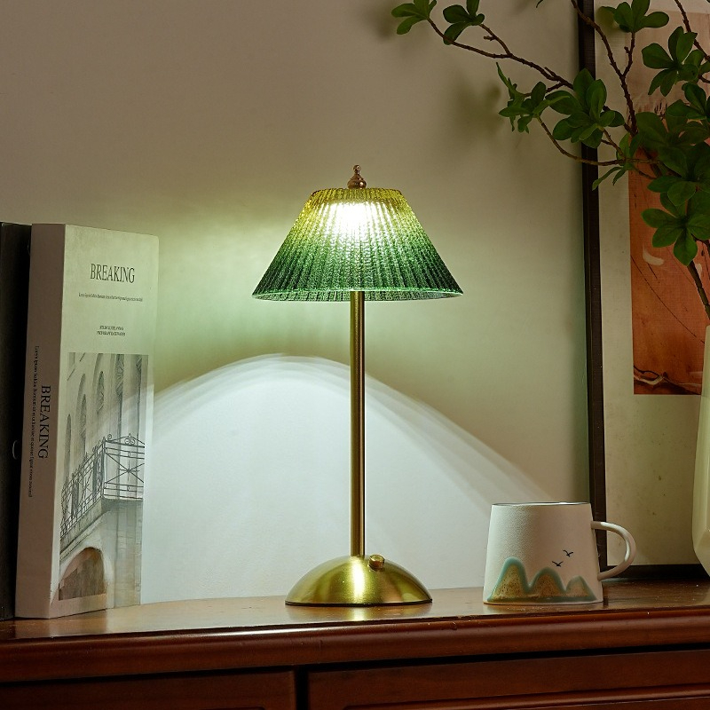 Wedding Led - Lampu Meja Kaca Lipit Hijau Dekorasi