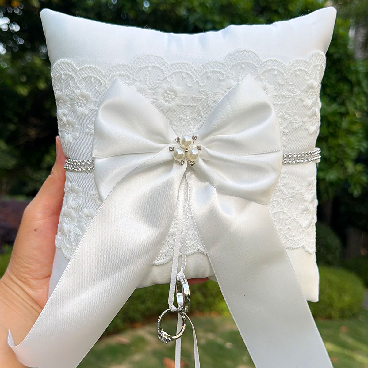 Bantal Cincin Pernikahan Renda - Ring Bearer Pillow ulasan dan harga