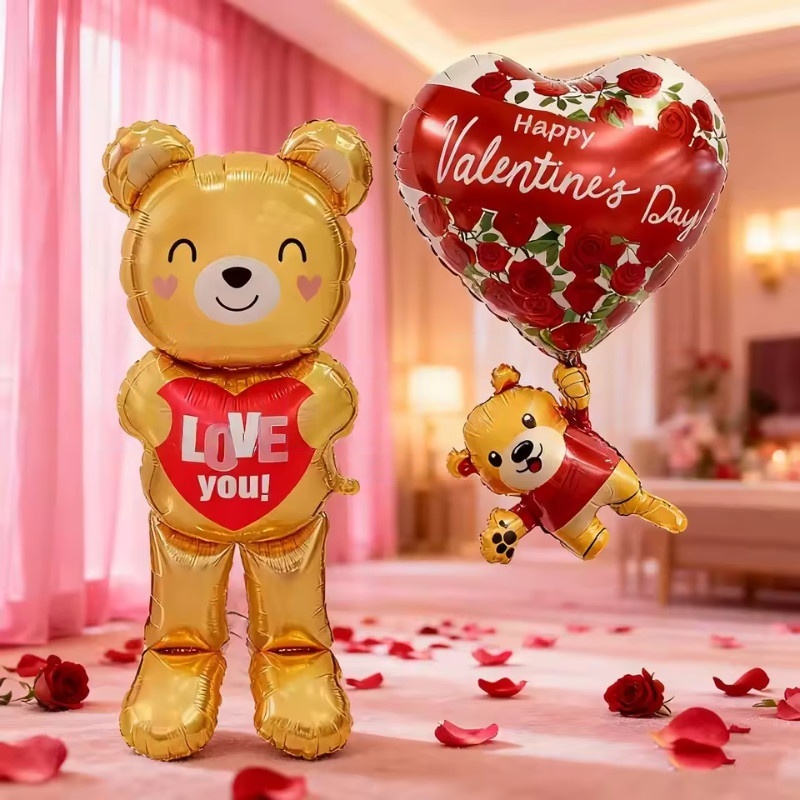 Balon Foil Beruang Hati Berdir - Confetti Balloon Set ulasan dan harga