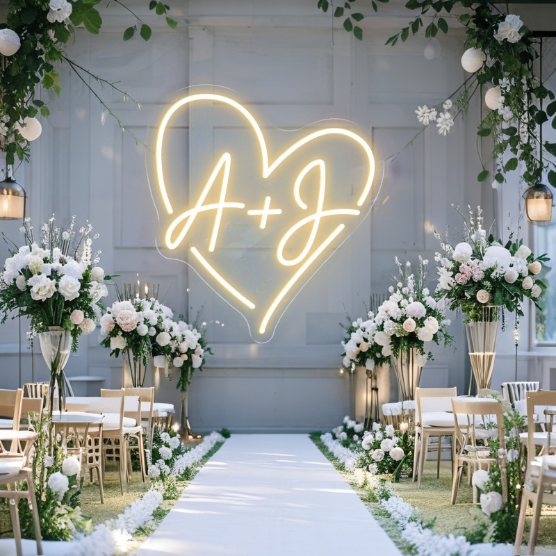 Tanda Neon LED Hati Inisial Ku - Wedding Led ulasan dan harga