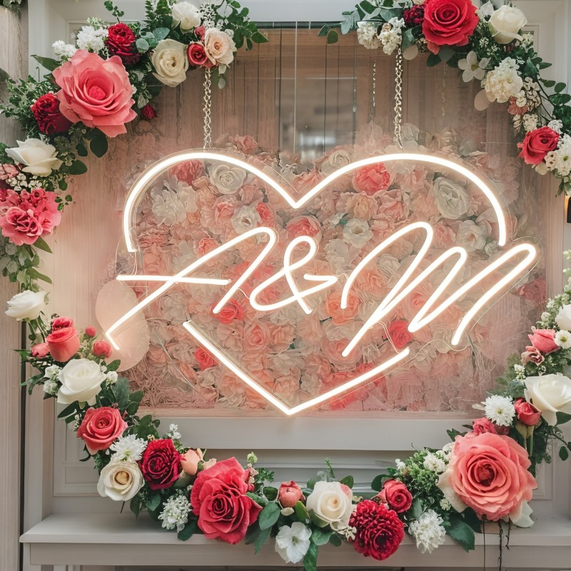 Tanda Neon LED Hati Inisial Ku - Wedding Led ulasan dan harga