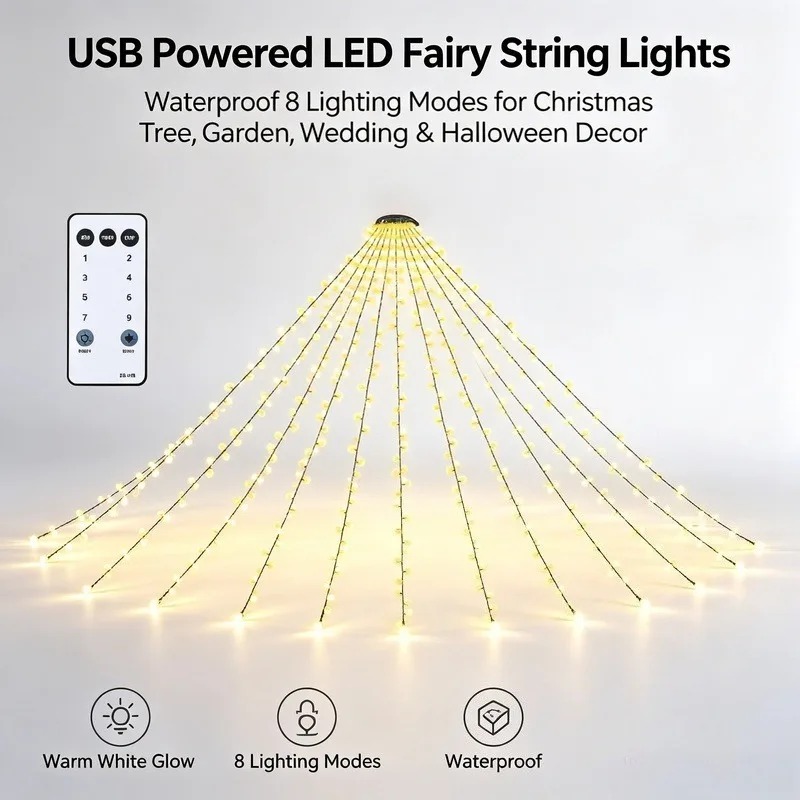 Lampu LED USB Tahan Air, 8 Mod - Wedding Led ulasan dan harga