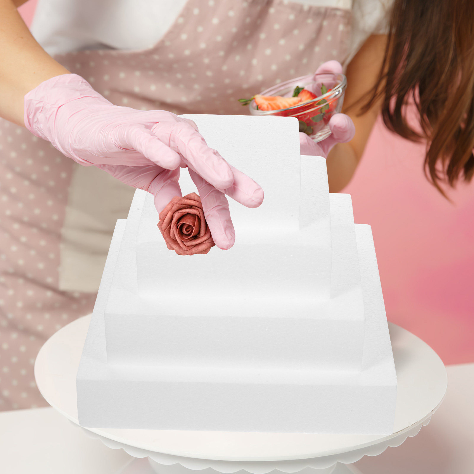 4Pcs Kue Dummy Putih untuk Dek - Wedding Cake Supply ulasan dan harga